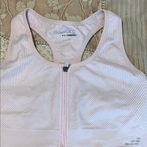 bp Light Pink Front-Zip Mid-Support Sports Bra